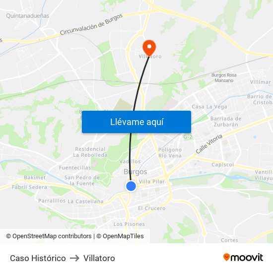 Caso Histórico to Villatoro map