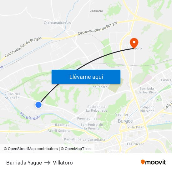 Barriada Yague to Villatoro map