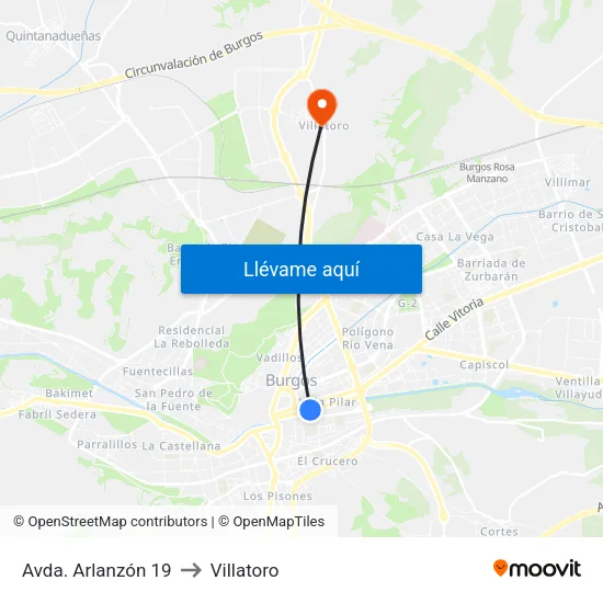 Avda. Arlanzón 19 to Villatoro map