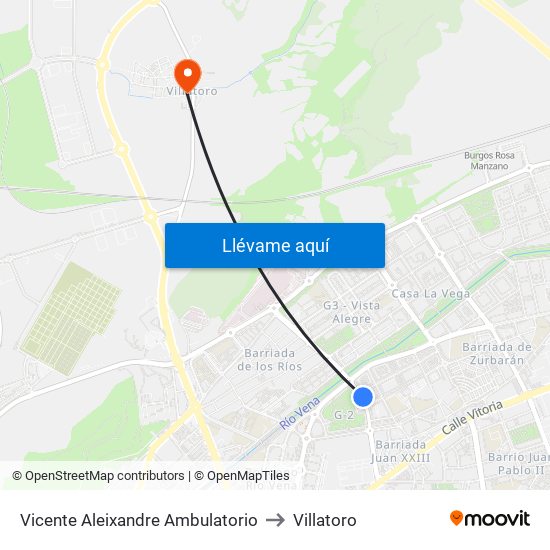Vicente Aleixandre Ambulatorio to Villatoro map