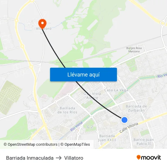 Barriada Inmaculada to Villatoro map