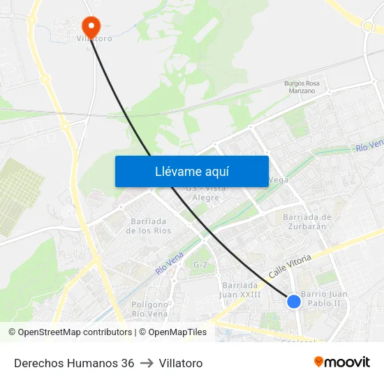 Derechos Humanos 36 to Villatoro map