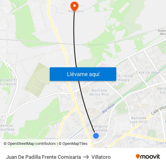 Juan De Padilla Frente Comisaría to Villatoro map