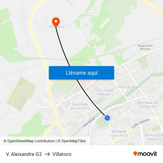 V. Aleixandre G2 to Villatoro map