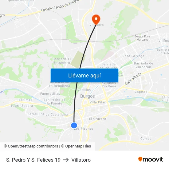 S. Pedro Y S. Felices 19 to Villatoro map