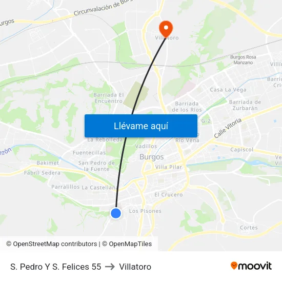 S. Pedro Y S. Felices 55 to Villatoro map