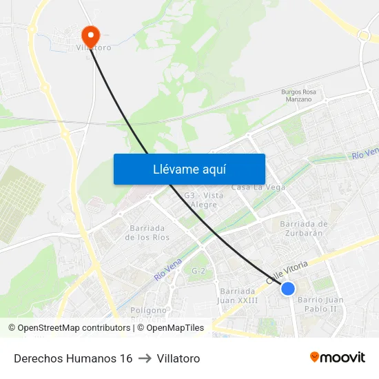 Derechos Humanos 16 to Villatoro map