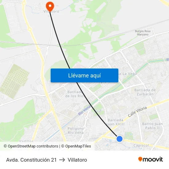 Avda. Constitución 21 to Villatoro map