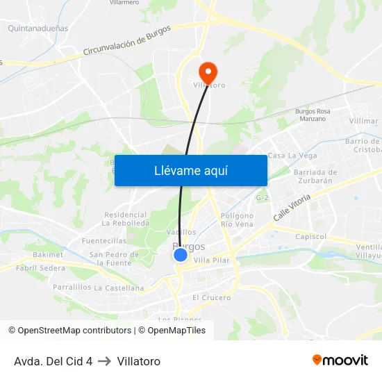 Avda. Del Cid 4 to Villatoro map