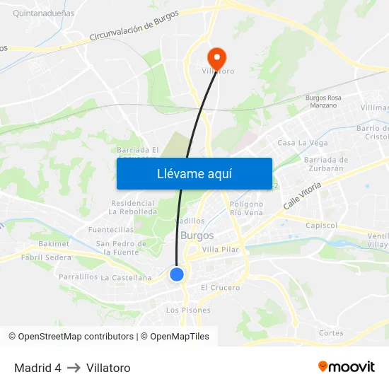 Madrid 4 to Villatoro map