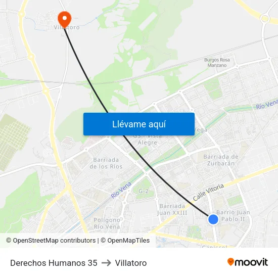 Derechos Humanos 35 to Villatoro map