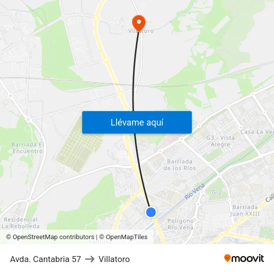 Avda. Cantabria 57 to Villatoro map