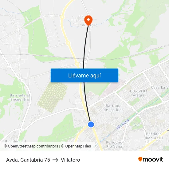 Avda. Cantabria 75 to Villatoro map