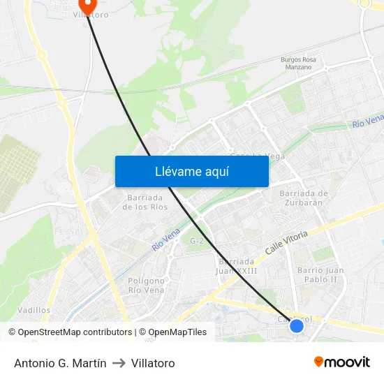 Antonio G. Martín to Villatoro map
