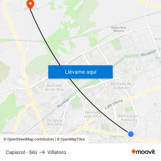 Capiscol - Silo to Villatoro map