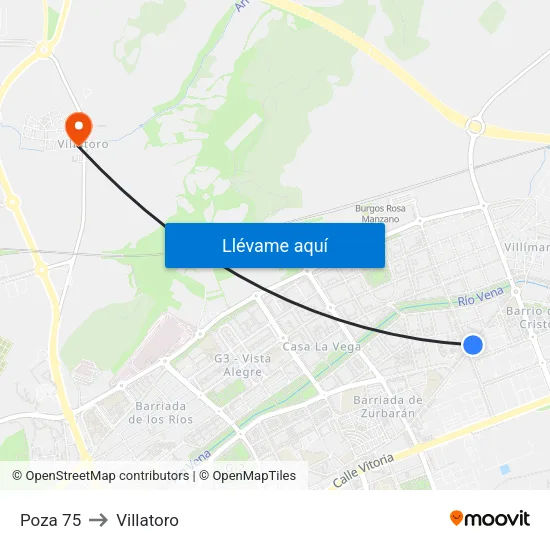 Poza 75 to Villatoro map