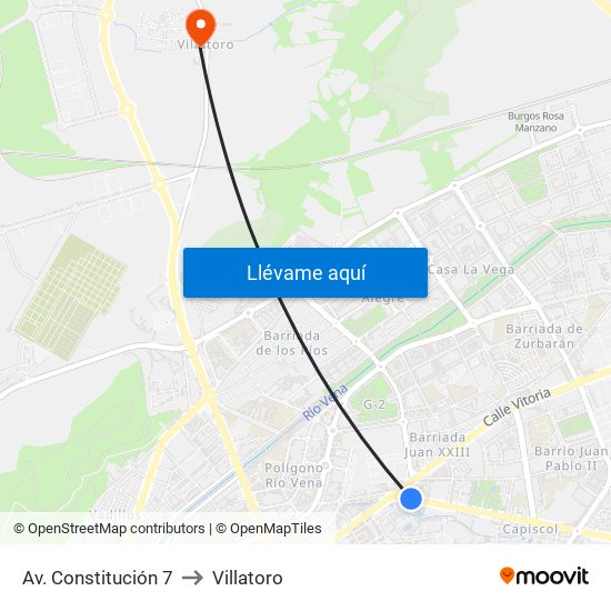 Av. Constitución 7 to Villatoro map