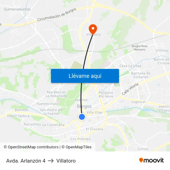 Avda. Arlanzón 4 to Villatoro map