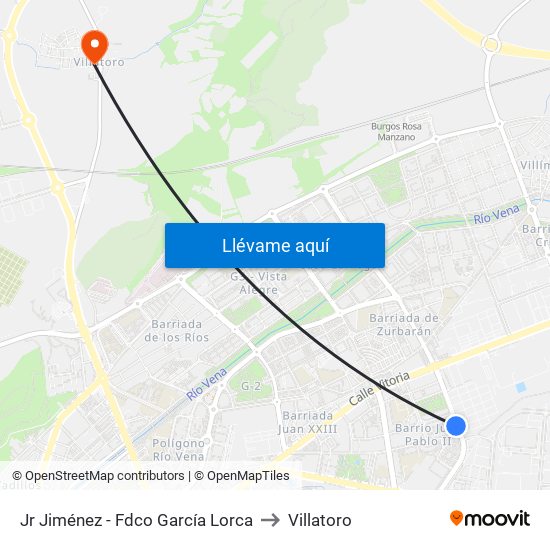 Jr Jiménez - Fdco García Lorca to Villatoro map