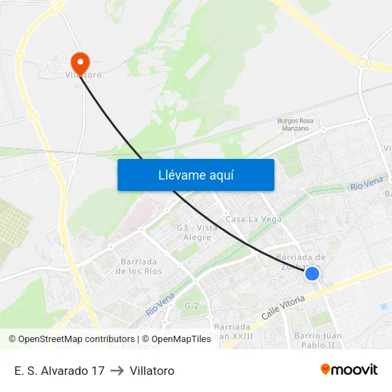 E. S. Alvarado 17 to Villatoro map
