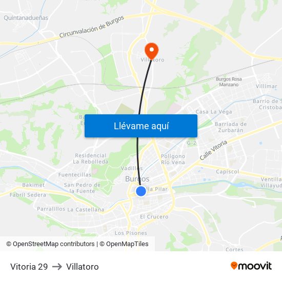 Vitoria 29 to Villatoro map