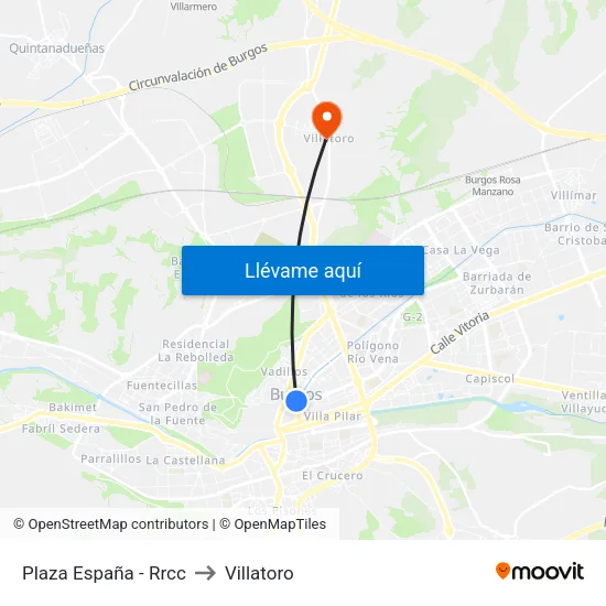 Plaza España - Rrcc to Villatoro map