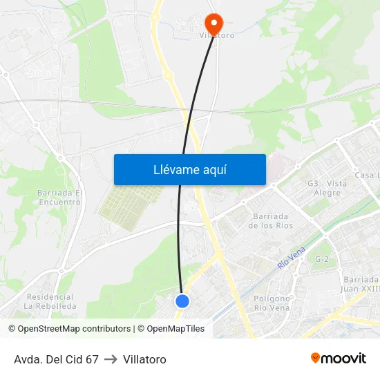 Avda. Del Cid 67 to Villatoro map