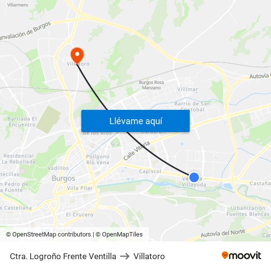 Ctra. Logroño Frente Ventilla to Villatoro map