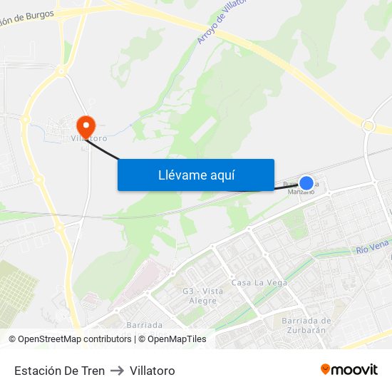 Estación De Tren to Villatoro map