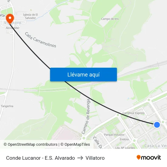 Conde Lucanor - E.S. Alvarado to Villatoro map