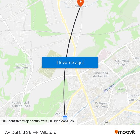 Av. Del Cid 36 to Villatoro map