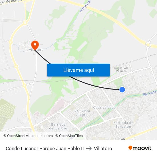 Conde Lucanor Parque Juan Pablo II to Villatoro map