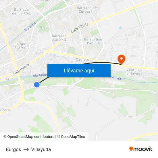 Burgos to Villayuda map