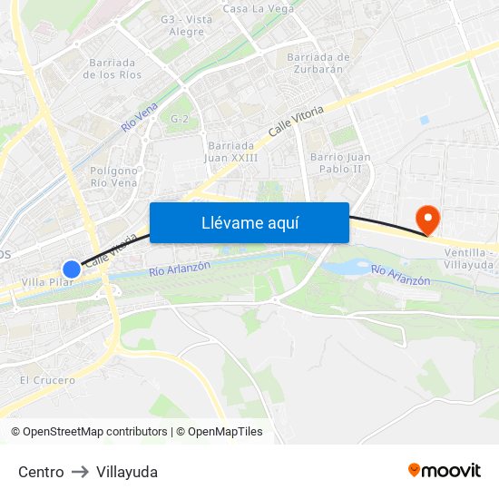 Centro to Villayuda map