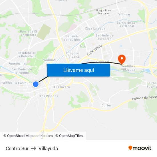 Centro Sur to Villayuda map