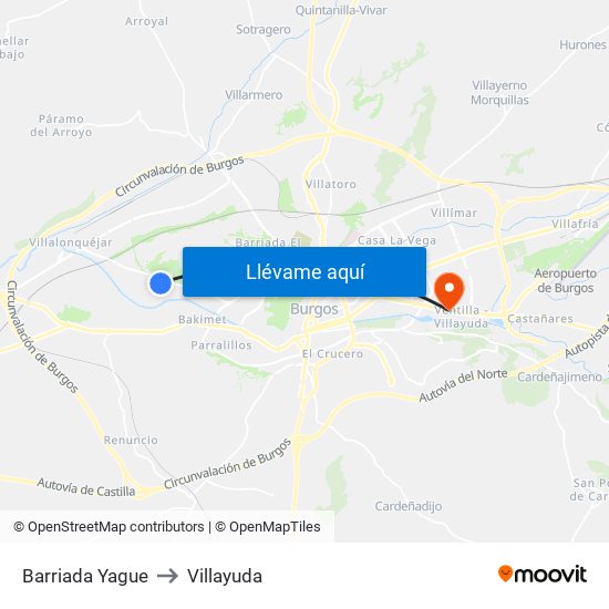 Barriada Yague to Villayuda map