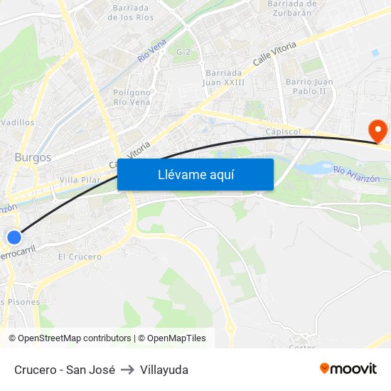 Crucero - San José to Villayuda map
