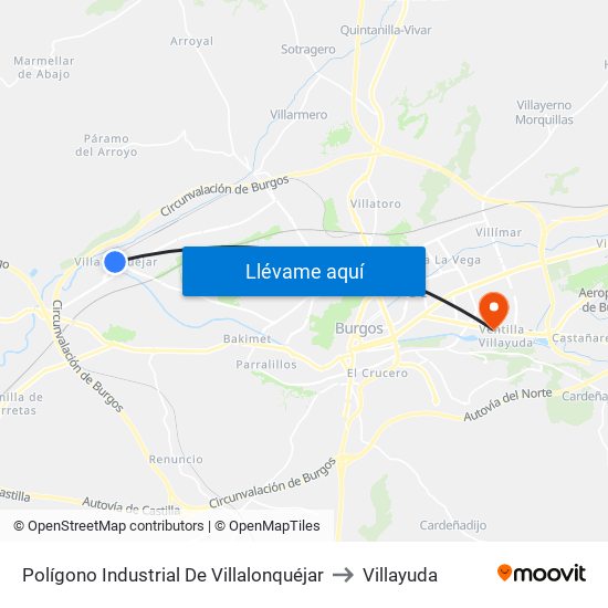 Polígono Industrial De Villalonquéjar to Villayuda map