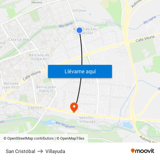 San Cristóbal to Villayuda map