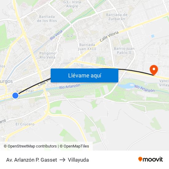 Av. Arlanzón P. Gasset to Villayuda map