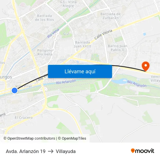 Avda. Arlanzón 19 to Villayuda map