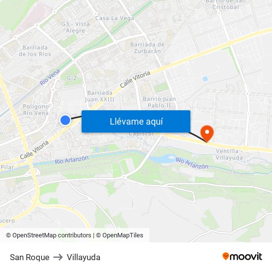 San Roque to Villayuda map