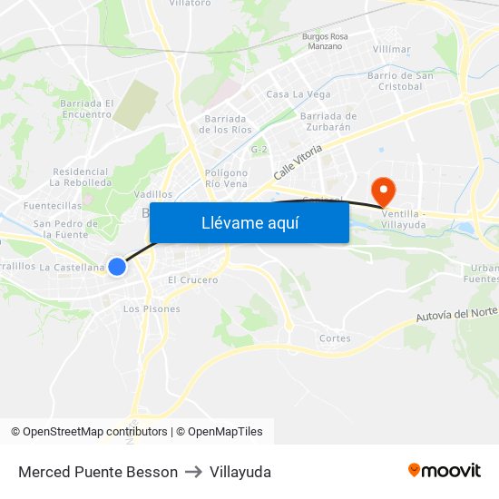 Merced Puente Besson to Villayuda map