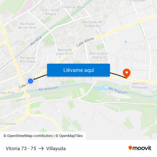 Vitoria 73 - 75 to Villayuda map