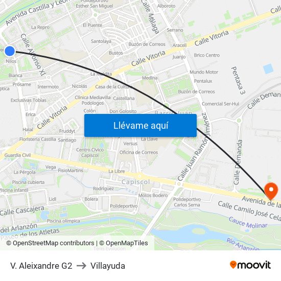 V. Aleixandre G2 to Villayuda map