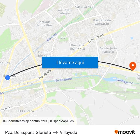 Pza. De España Glorieta to Villayuda map