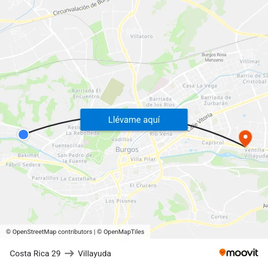 Costa Rica 29 to Villayuda map