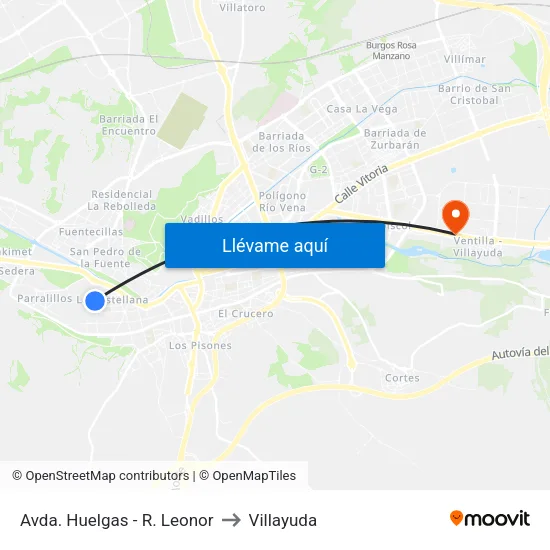 Avda.  Huelgas - R. Leonor to Villayuda map