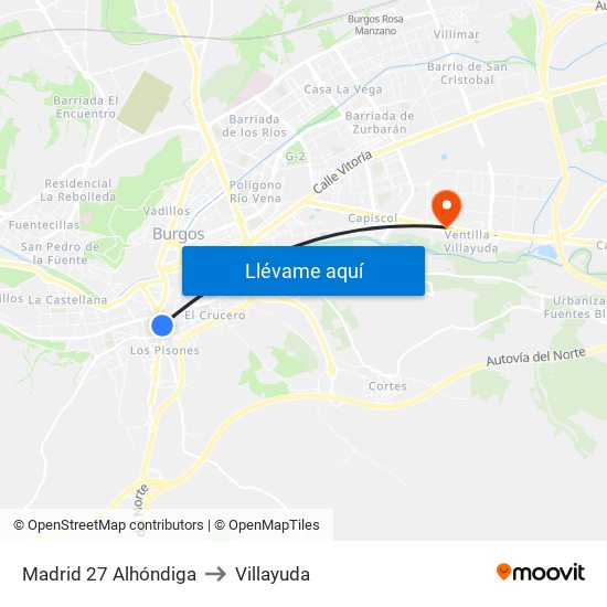 Madrid 27 Alhóndiga to Villayuda map