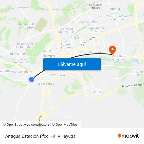 Antigua Estación Ffcc to Villayuda map
